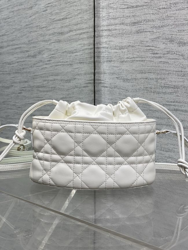 Dior Adiorable Mini Bucket Bag Cannage Lambskin S2426 white