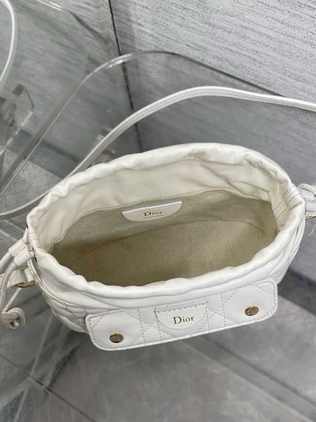 Dior Adiorable Mini Bucket Bag Cannage Lambskin S2426 white