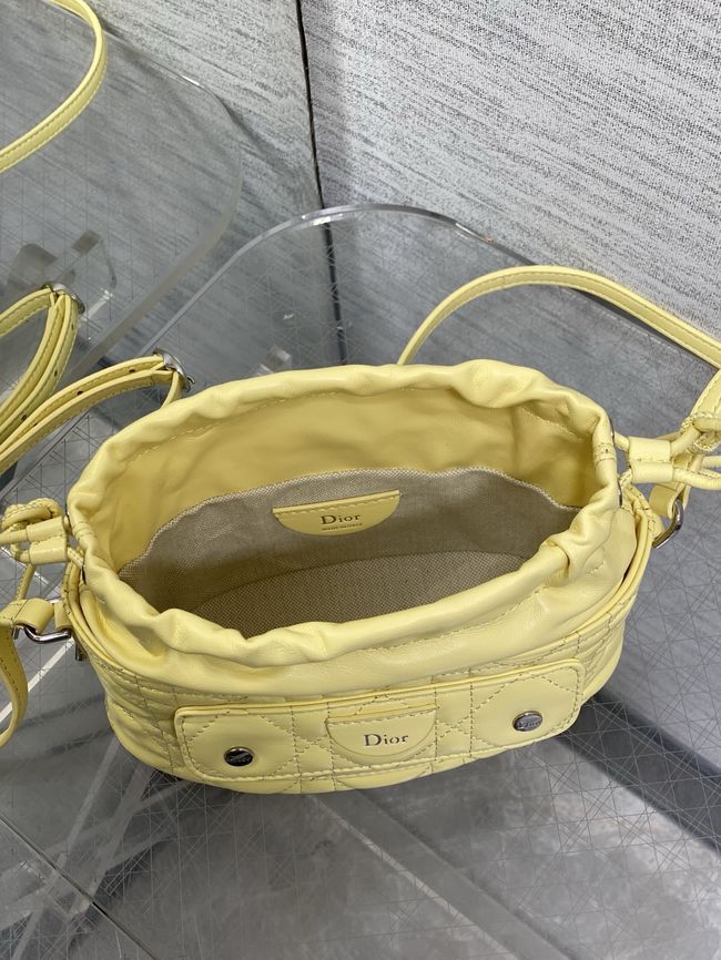Dior Adiorable Mini Bucket Bag Cannage Lambskin S2426 yellow