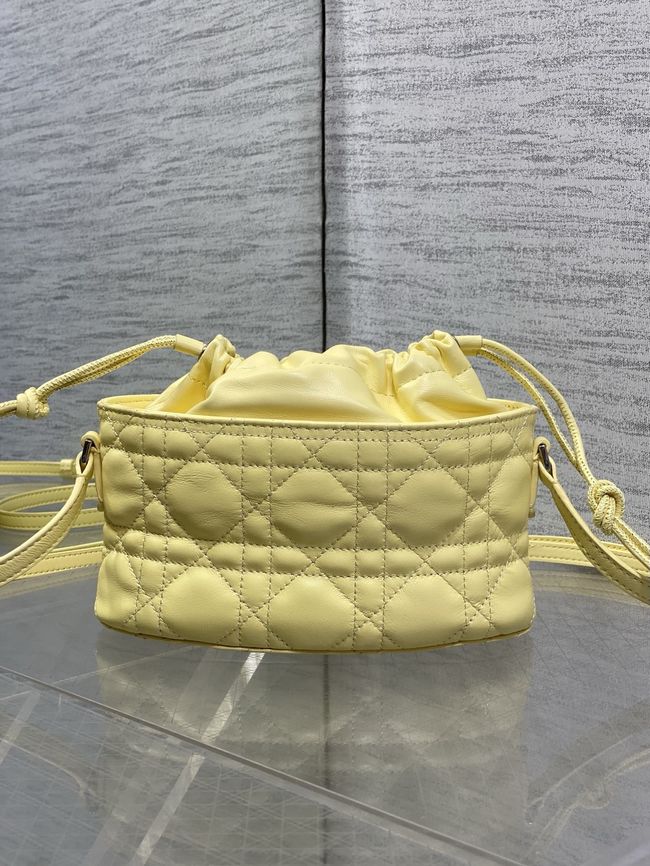 Dior Adiorable Mini Bucket Bag Cannage Lambskin S2426 yellow