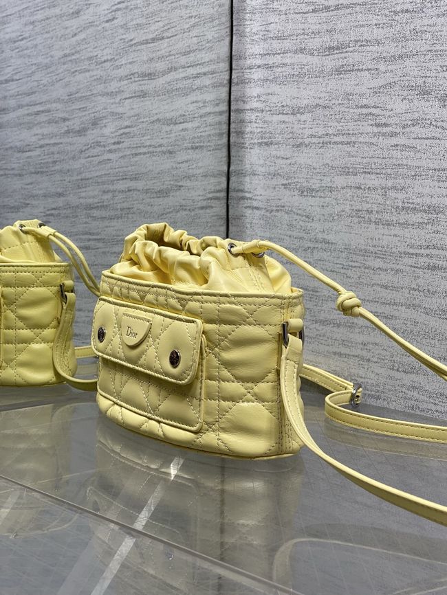 Dior Adiorable Mini Bucket Bag Cannage Lambskin S2426 yellow