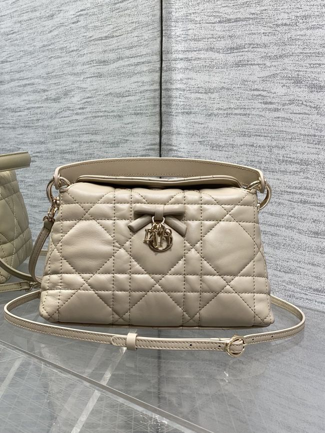 Dior Adiorable Top Handle Mini Bag Macrocannage Lambskin S1713OGY Cream