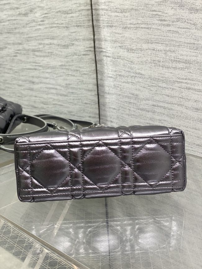Dior Adiorable Top Handle Mini Bag Macrocannage Lambskin S1713OGY Silver gray