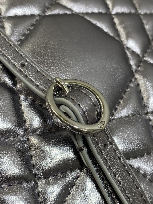 Dior Adiorable Top Handle Mini Bag Macrocannage Lambskin S1713OGY Silver gray