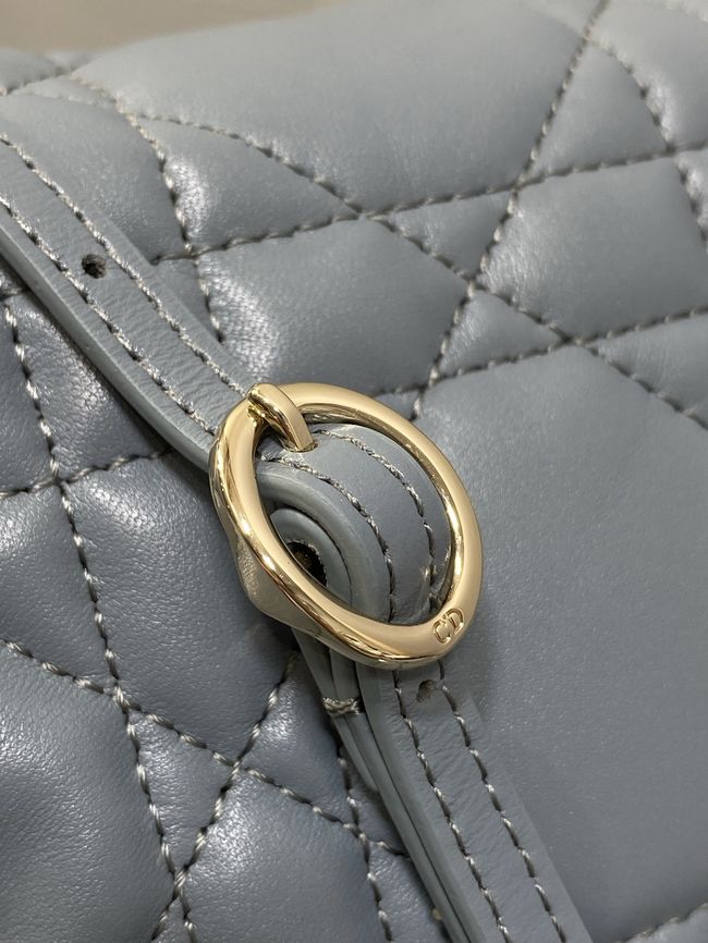 Dior Adiorable Top Handle Mini Bag Macrocannage Lambskin S1713OGY blue gray