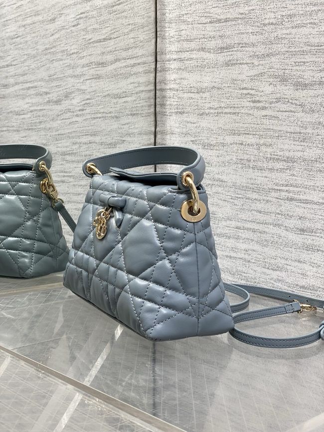 Dior Adiorable Top Handle Mini Bag Macrocannage Lambskin S1713OGY blue gray
