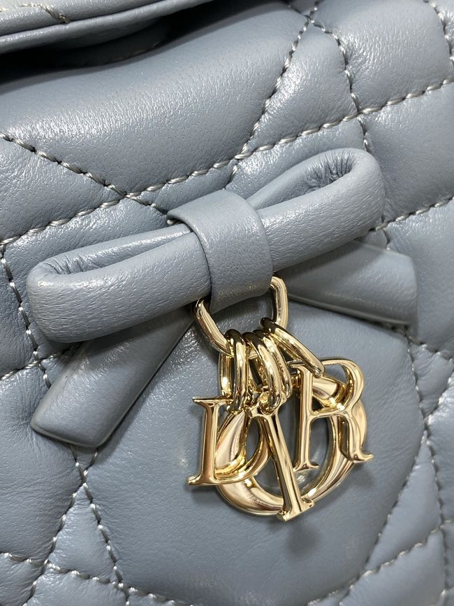 Dior Adiorable Top Handle Mini Bag Macrocannage Lambskin S1713OGY blue gray