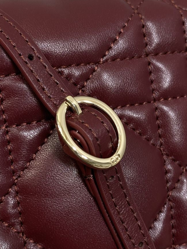 Dior Adiorable Top Handle Mini Bag Macrocannage Lambskin S1713OGY burgundy