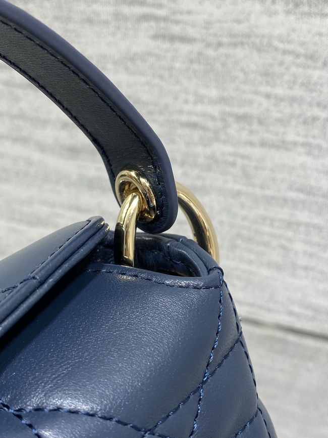 Dior Adiorable Top Handle Mini Bag Macrocannage Lambskin S1713OGY dark blue