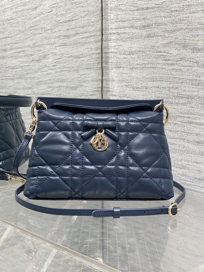 Dior Adiorable Top Handle Mini Bag Macrocannage Lambskin S1713OGY dark blue