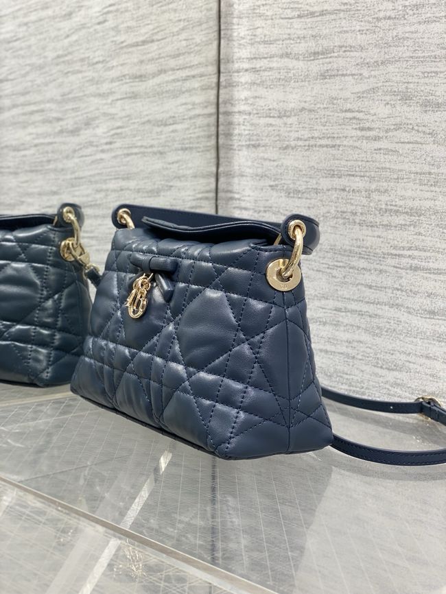 Dior Adiorable Top Handle Mini Bag Macrocannage Lambskin S1713OGY dark blue