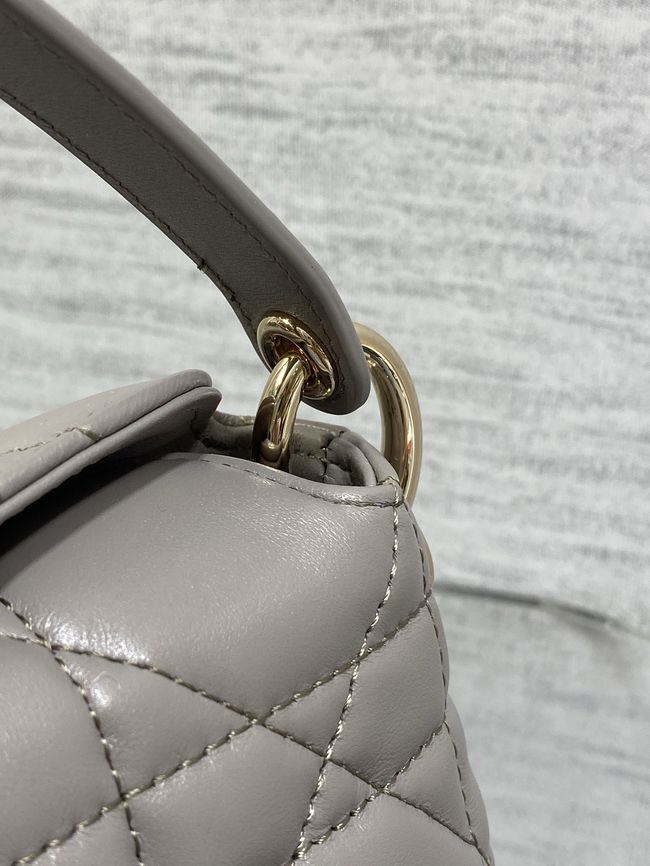 Dior Adiorable Top Handle Mini Bag Macrocannage Lambskin S1713OGY dark gray