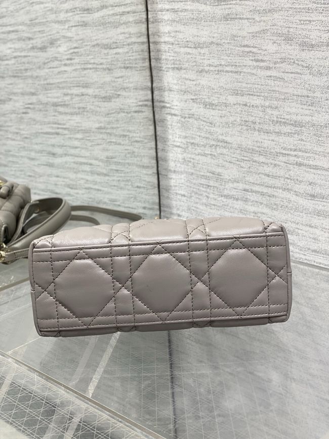 Dior Adiorable Top Handle Mini Bag Macrocannage Lambskin S1713OGY dark gray
