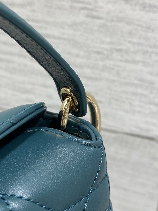 Dior Adiorable Top Handle Mini Bag Macrocannage Lambskin S1713OGY lake blue