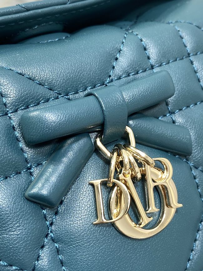 Dior Adiorable Top Handle Mini Bag Macrocannage Lambskin S1713OGY lake blue
