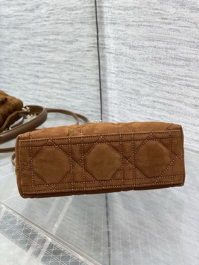 Dior Adiorable Top Handle Mini Bag Macrocannage Suede S1713OGY camel