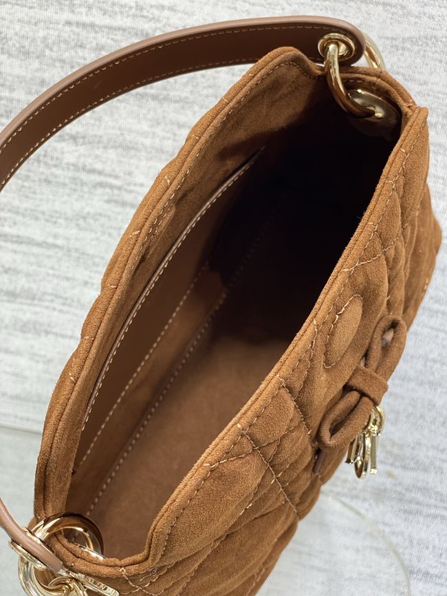 Dior Adiorable Top Handle Mini Bag Macrocannage Suede S1713OGY camel