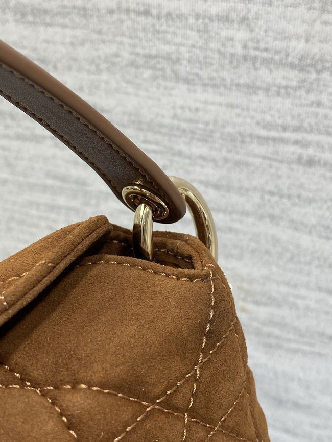 Dior Adiorable Top Handle Mini Bag Macrocannage Suede S1713OGY camel