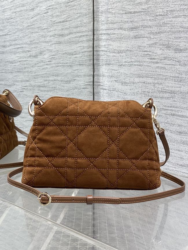 Dior Adiorable Top Handle Mini Bag Macrocannage Suede S1713OGY camel