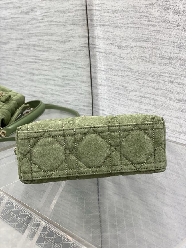 Dior Adiorable Top Handle Mini Bag Macrocannage Suede S1713OGY green