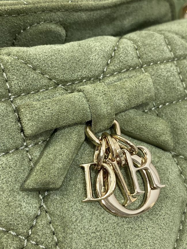 Dior Adiorable Top Handle Mini Bag Macrocannage Suede S1713OGY green