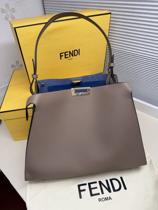 FENDI Way Large leather bag 8BN369 gray