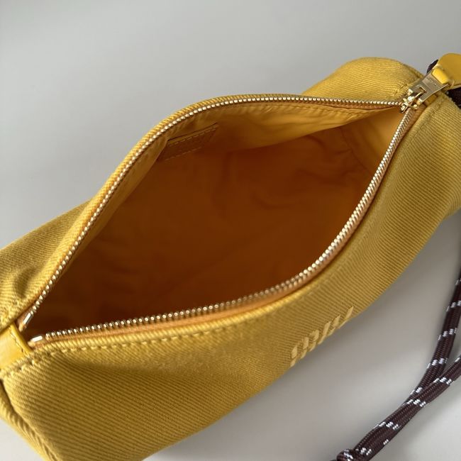 MIUMIU Tote Shoulder Handbag denim 5NE851 yellow