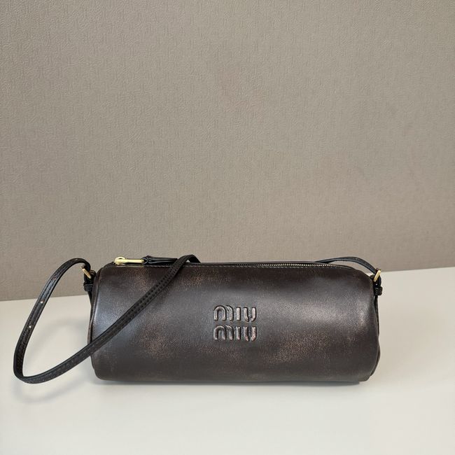 MIUMIU Tote Shoulder Handbag sheepskin 5NE851 Coffee