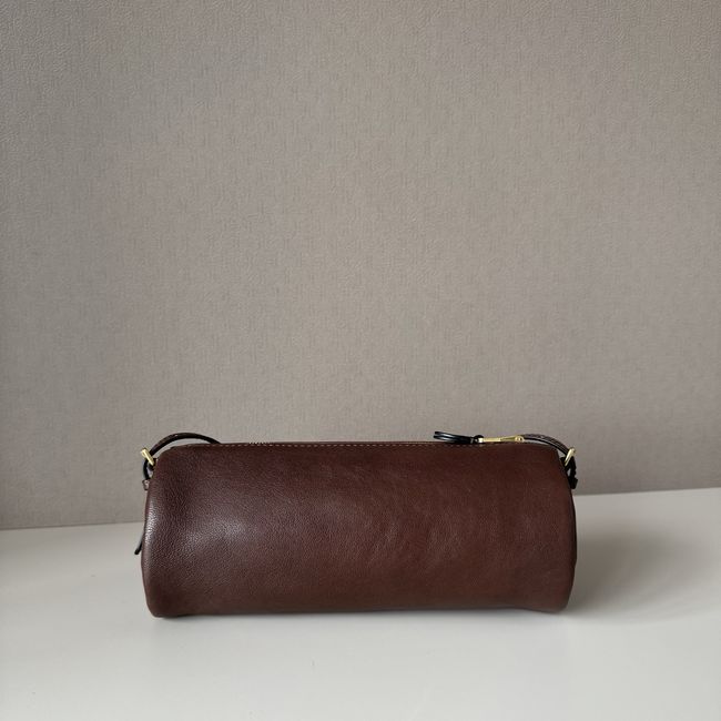 MIUMIU Tote Shoulder Handbag sheepskin 5NE851 dark brown