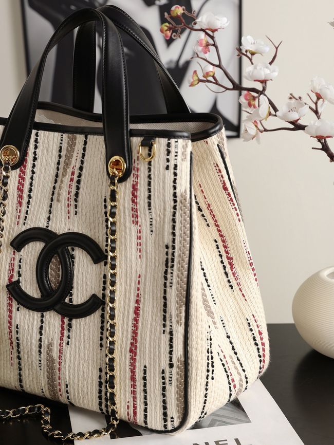 Chanel Shopping Bag AS6200 Beige & Red