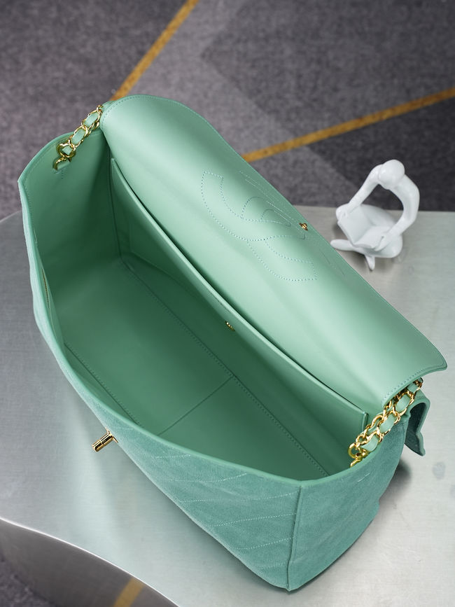 CHANEL Maxi Flap bag Suede Calfskin AS6231 Lake green CHANEL Maxi Flap bag Suede Calfskin AS6231 Lake green