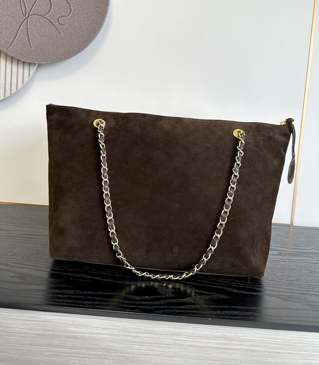 Chanel Shopping Bag Suede AS6483 Dark brown