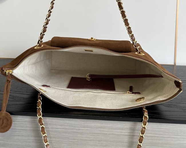 Chanel Shopping Bag Suede AS6483 tan