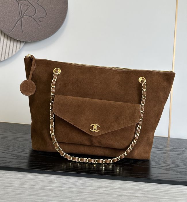 Chanel Shopping Bag Suede AS6483 tan