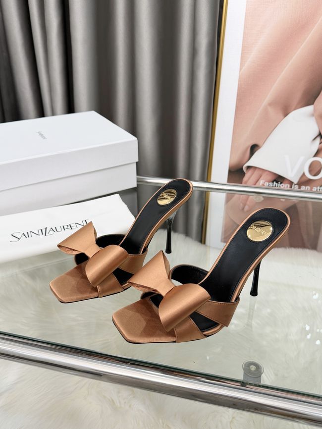 Saint Laurent BABYLONE mules in satin 10CM F6629-3