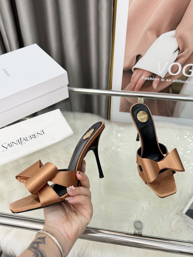 Saint Laurent BABYLONE mules in satin 10CM F6629-3