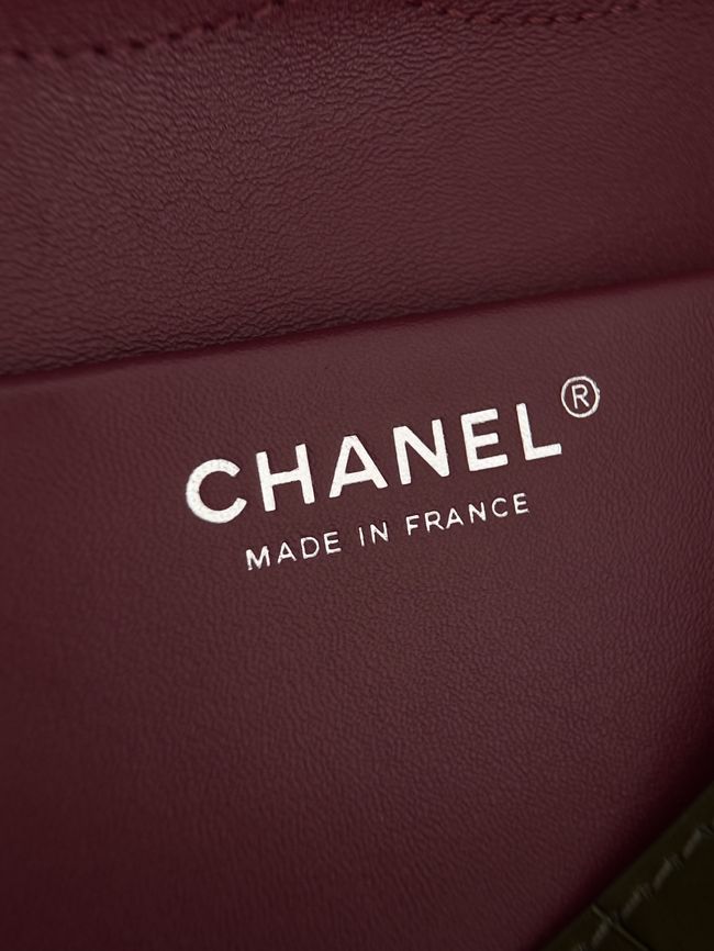 Chanel Crocodile Embossed Maxi Flapbag Calfskin AS6233 dark green