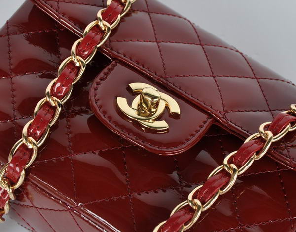 Wholesale Chanel Classic mini Flap Bag 1115 Bordeaux Patent Gold Hardware