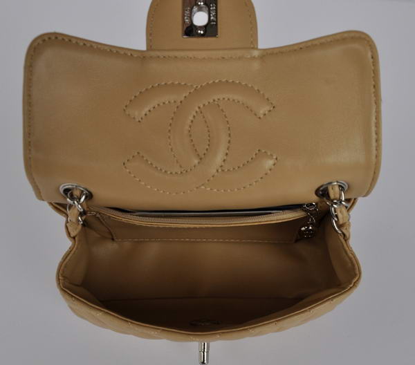 Cheap Chanel Classic mini Flap Bag 1115 Apricot Sheepskin Silver Hardware