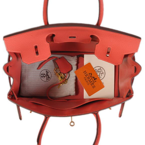 Hermes Birkin 30CM Tote Bags Pompadour Grain Leather Gold