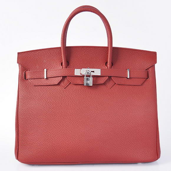 Hermes Birkin 35CM Tote Bags Togo Leather Bordeaux Silver