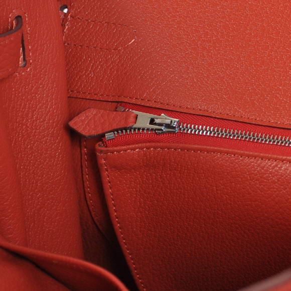 Hermes Birkin 35CM Tote Bags Togo Leather Mid Red Silver