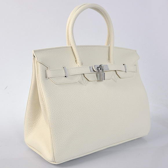 Hermes Birkin 35CM Tote Bags Togo Leather White Silver