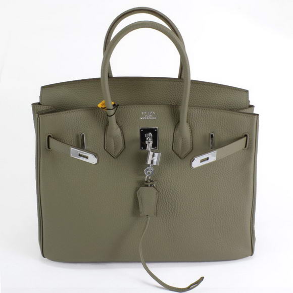 Hermes Birkin 35CM Togo Leather Handbag 6089 Dark Grey Silver