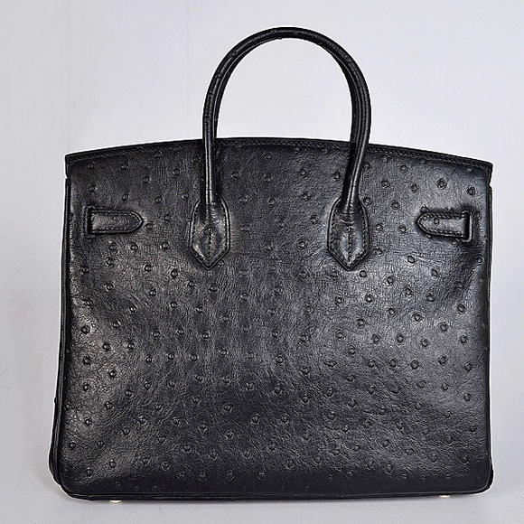 Hermes Birkin 35CM Tote Bags Ostrich Togo Leather Black Silver