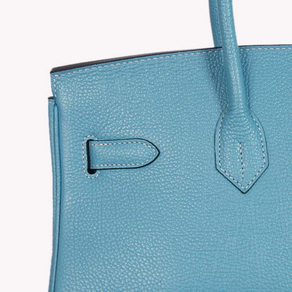 Hermes Birkin 35CM Tote Bags Smooth Togo Leather Light Blue Silver
