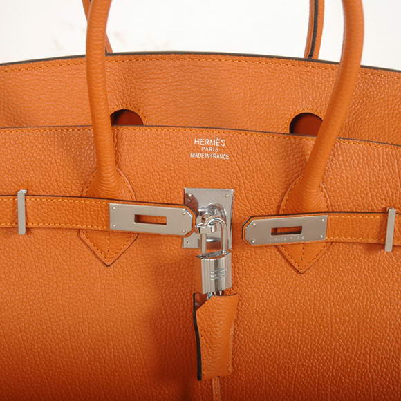 Hermes Birkin 35CM Tote Bags Smooth Togo Leather Orange Silver
