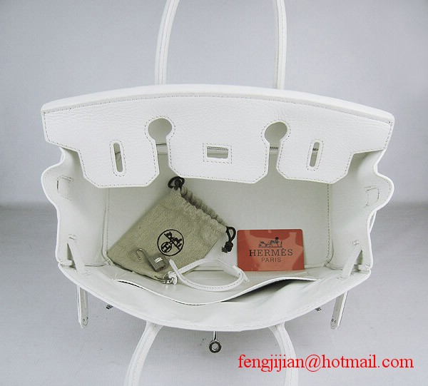 Hermes Birkin 30cm Togo Leather Bag White 6088