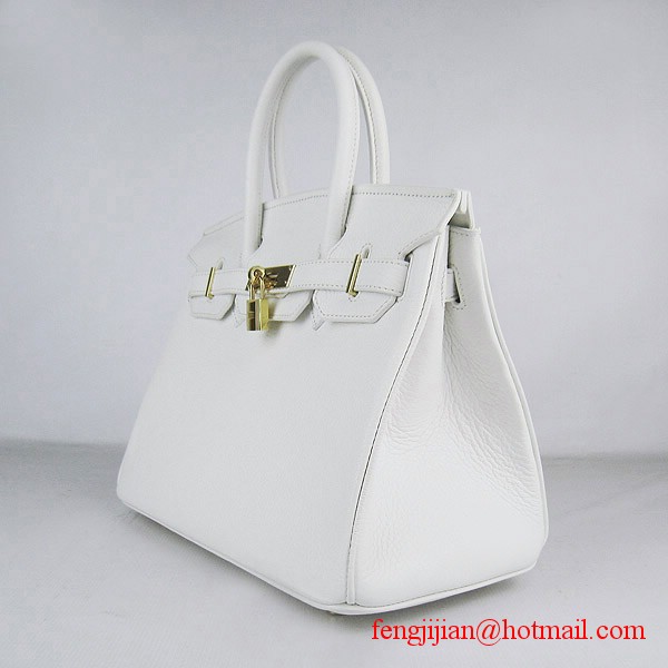 Hermes Birkin 30cm Togo Leather Bag White 6088
