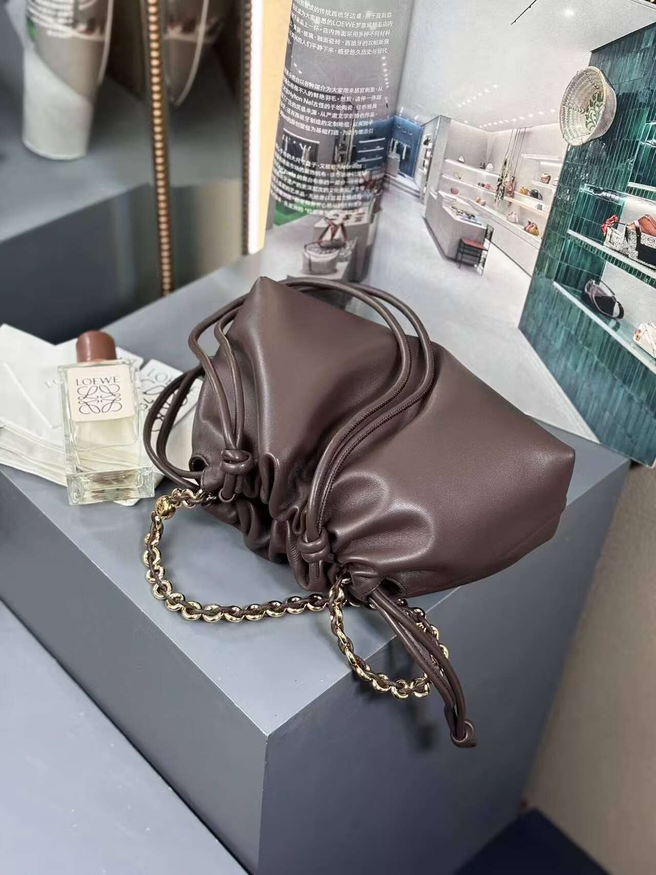 Loewe Napa Lamb Leather Flamenco Purse 80696 dark brown 